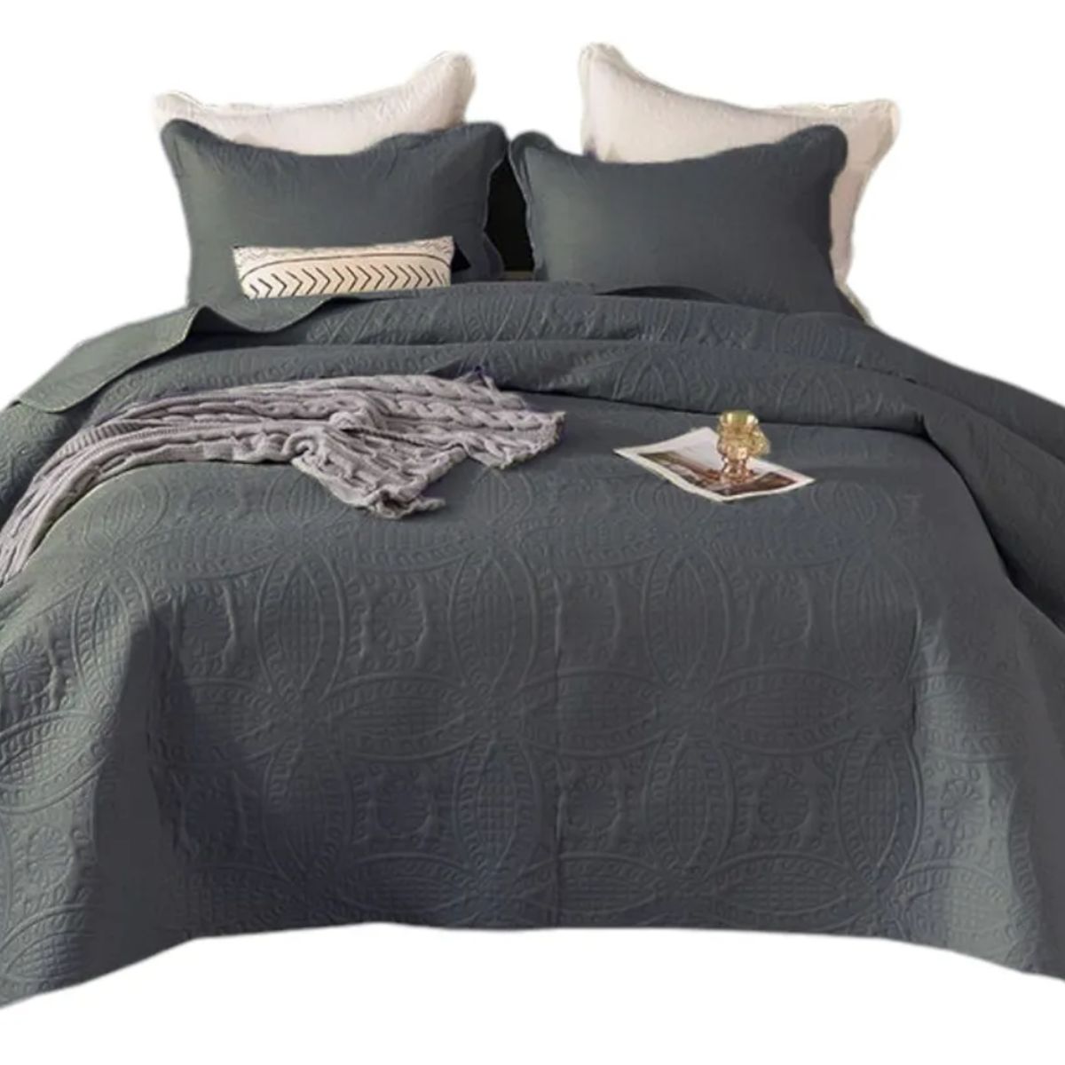 OKAY - Cobertor De Verano King Unicolor Quilt + 2 Funda Almohada