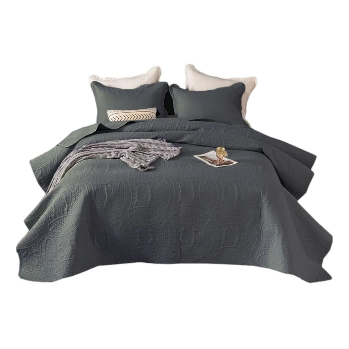 OKAY - Cobertor De Verano King Unicolor Quilt + 2 Funda Almohada