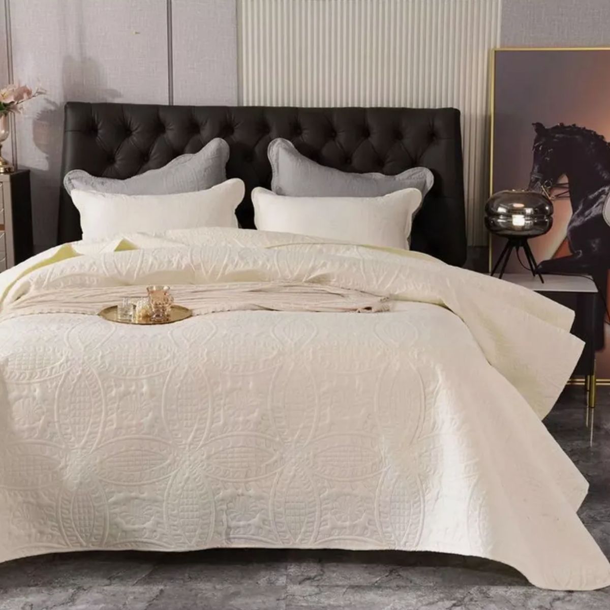 OKAY - Cobertor De Verano King Unicolor Quilt + 2 Funda Almohada