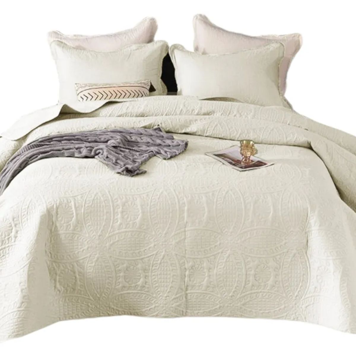 OKAY - Cobertor De Verano King Unicolor Quilt + 2 Funda Almohada