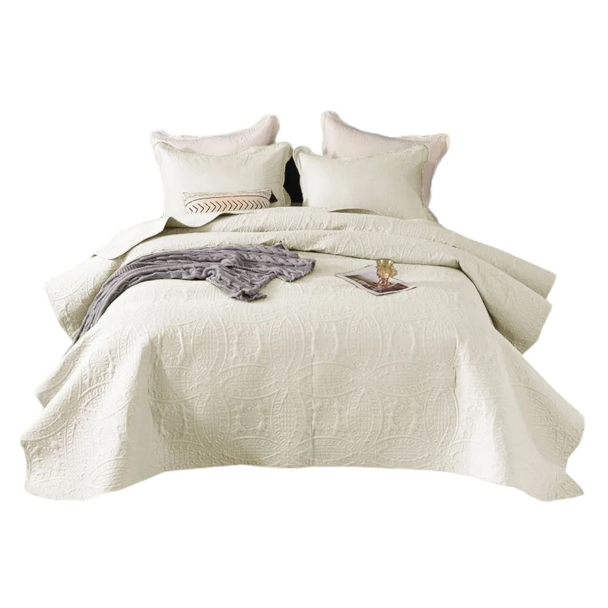OKAY - Cobertor De Verano King Unicolor Quilt + 2 Funda Almohada