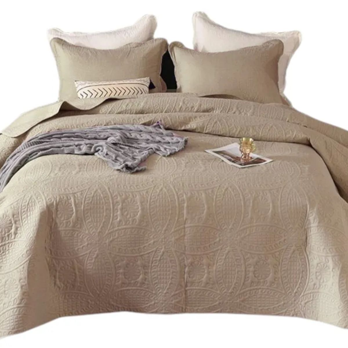 OKAY - Cobertor De Verano King Unicolor Quilt + 2 Funda Almohada