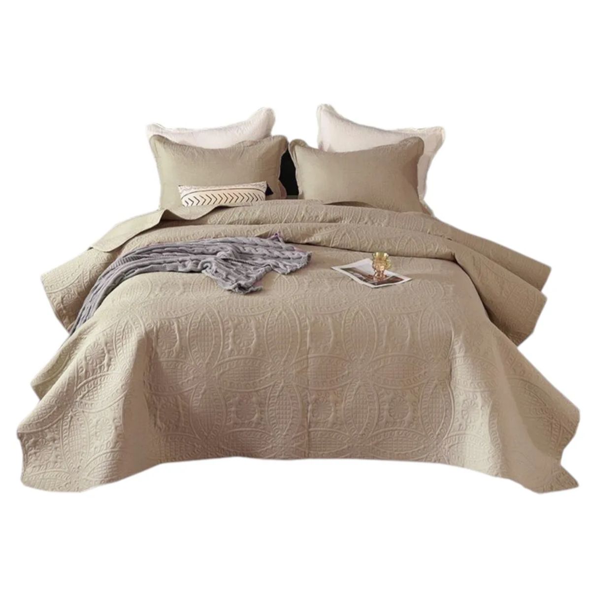 OKAY - Cobertor De Verano King Unicolor Quilt + 2 Funda Almohada