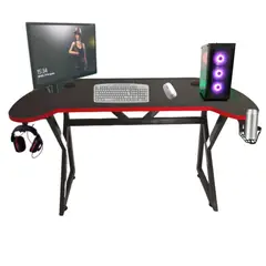 GENERICO - Escritorio Gamer U Rojo 140 cm Luces Led