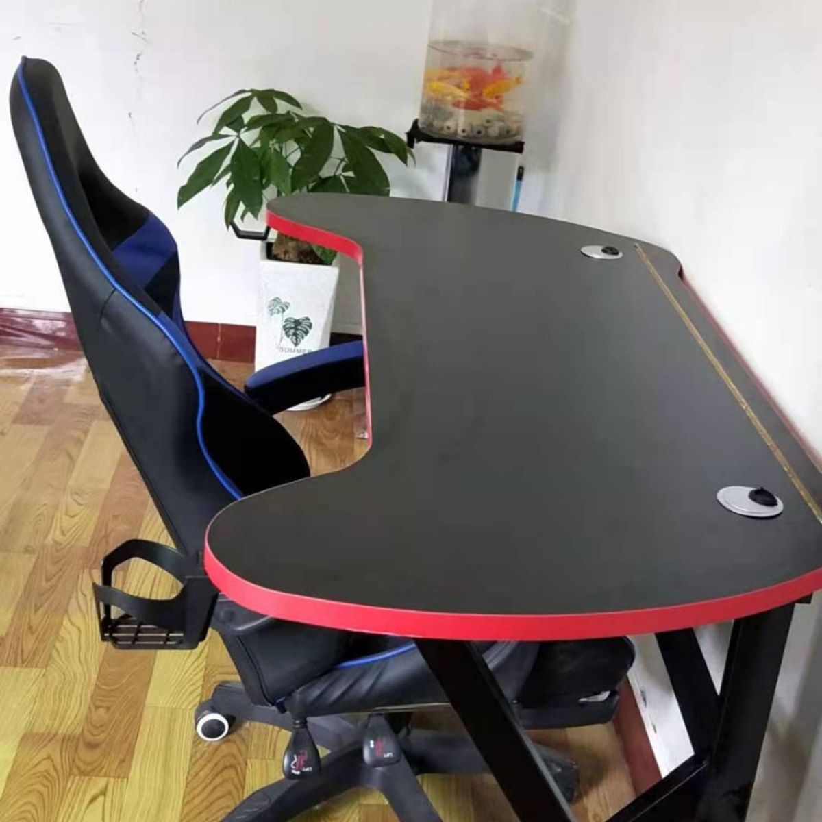 GENERICO - Escritorio Gamer U Rojo 140 cm Luces Led