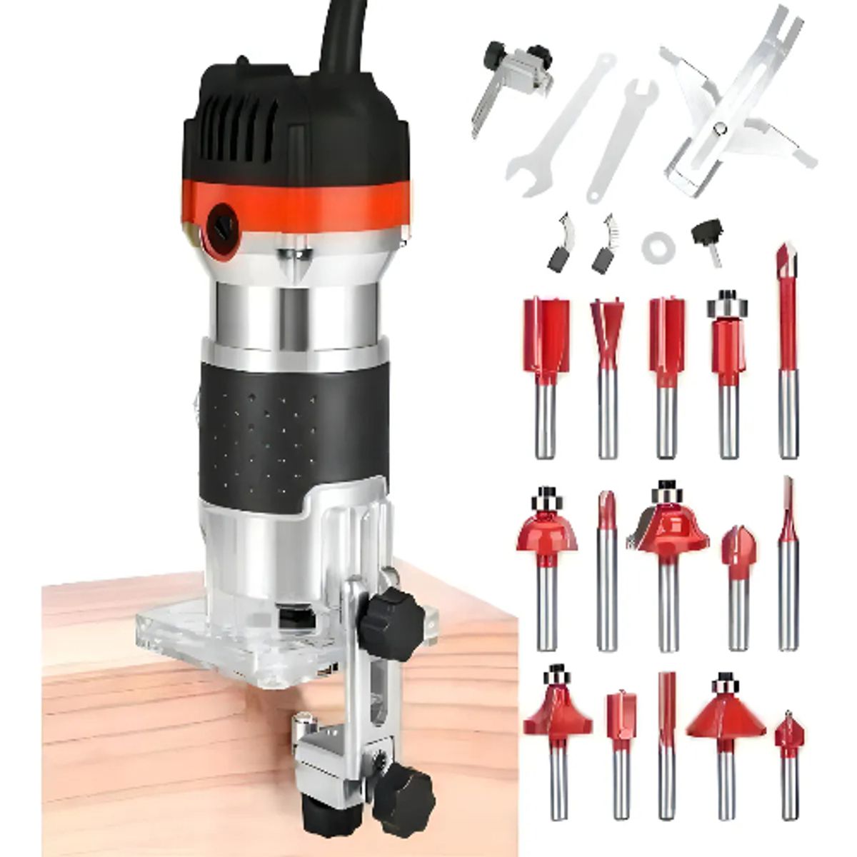 Kit Fresadora Tupi 635mm 600w Recortadora 30000rpm+15 Fresa, marca GENERICO - Foto Principal