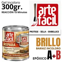 GENERICO - BARNIZ EPOXICO A+B INCOLORO - ARTEFACIL MANUALIDADES- 300G
