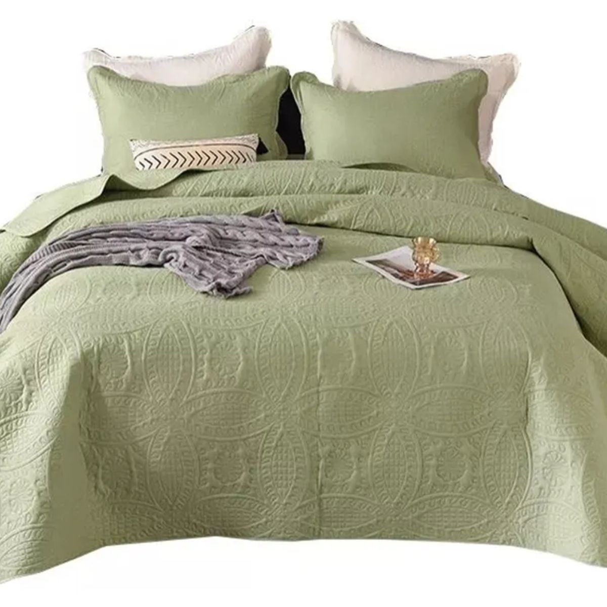 OKAY - Cobertor De Verano 2 Plaza Unicolor Quilt + 2 Funda Almohada