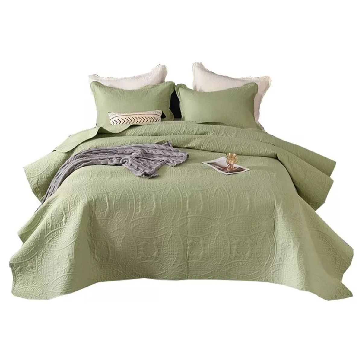 OKAY - Cobertor De Verano 2 Plaza Unicolor Quilt + 2 Funda Almohada