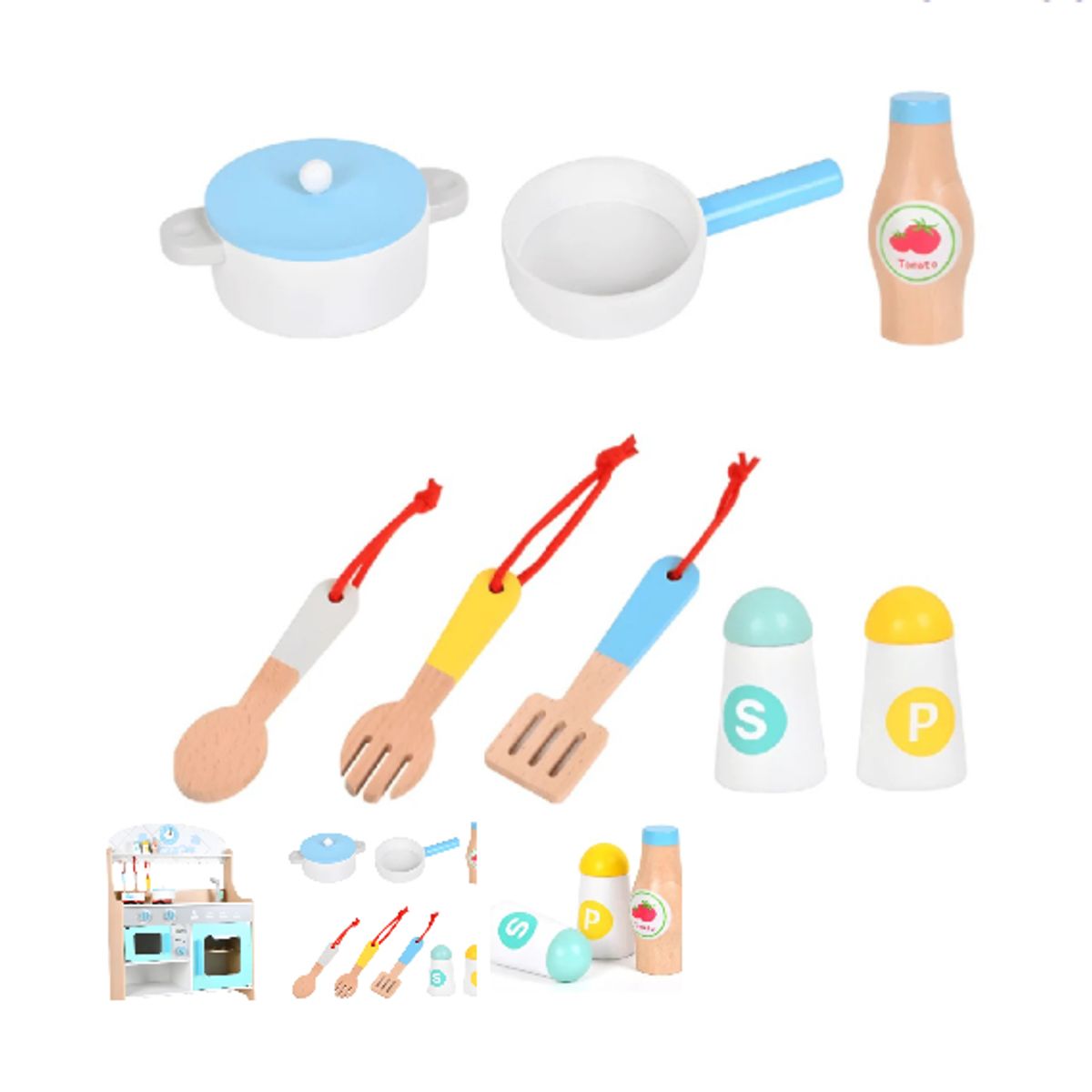 GENERICO - JUEGO SET COCINA DE MADERA CON UTENSILIOS