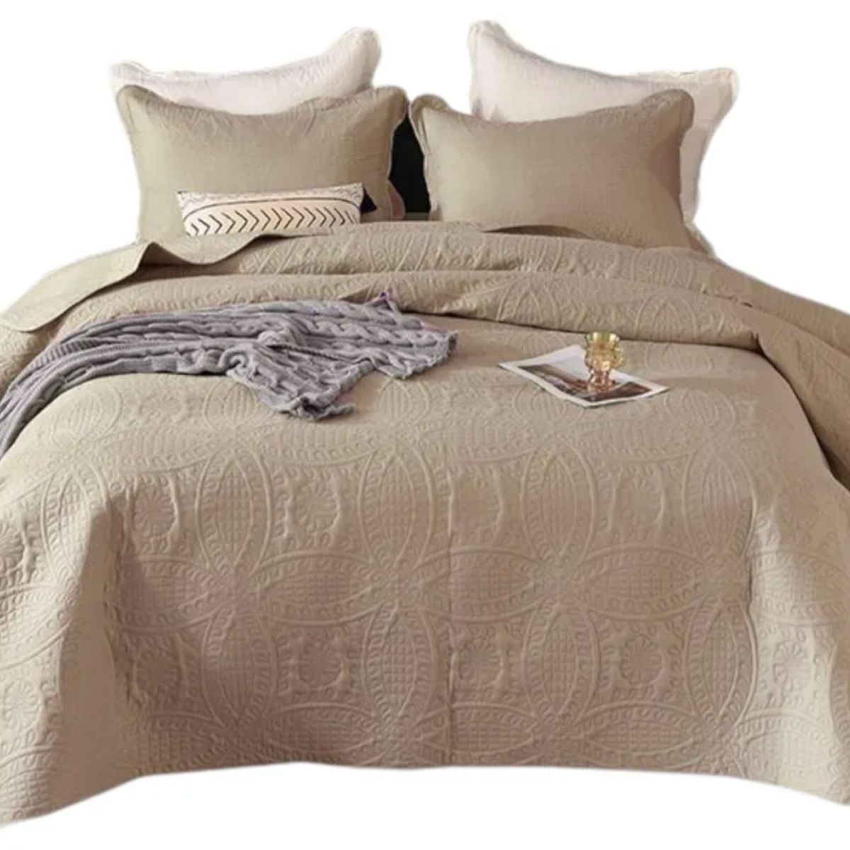 OKAY - Cobertor De Verano 2 Plaza Unicolor Quilt + 2 Funda Almohada