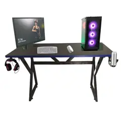 GENERICO - Escritorio Gamer K Azul 120 cm Luces Led Rosado patas de fierro
