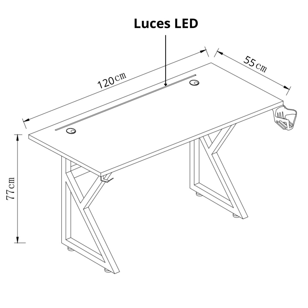 GENERICO - Escritorio Gamer K Azul 120 cm Luces Led Rosado patas de fierro