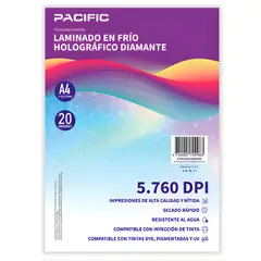 PACIFIC - Laminado Frio Holografico 20 Hojas Diamante A4 - PS