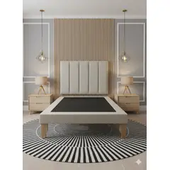 MUEBLES NEW - CAMA DE PLAZA LINEAL GRIS FELPA