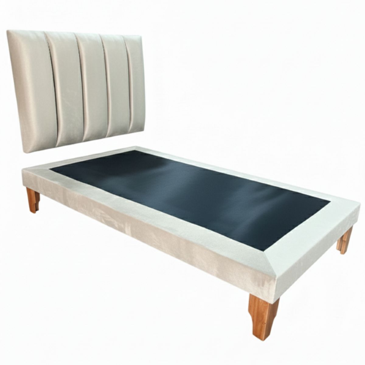 MUEBLES NEW - CAMA DE PLAZA LINEAL GRIS FELPA