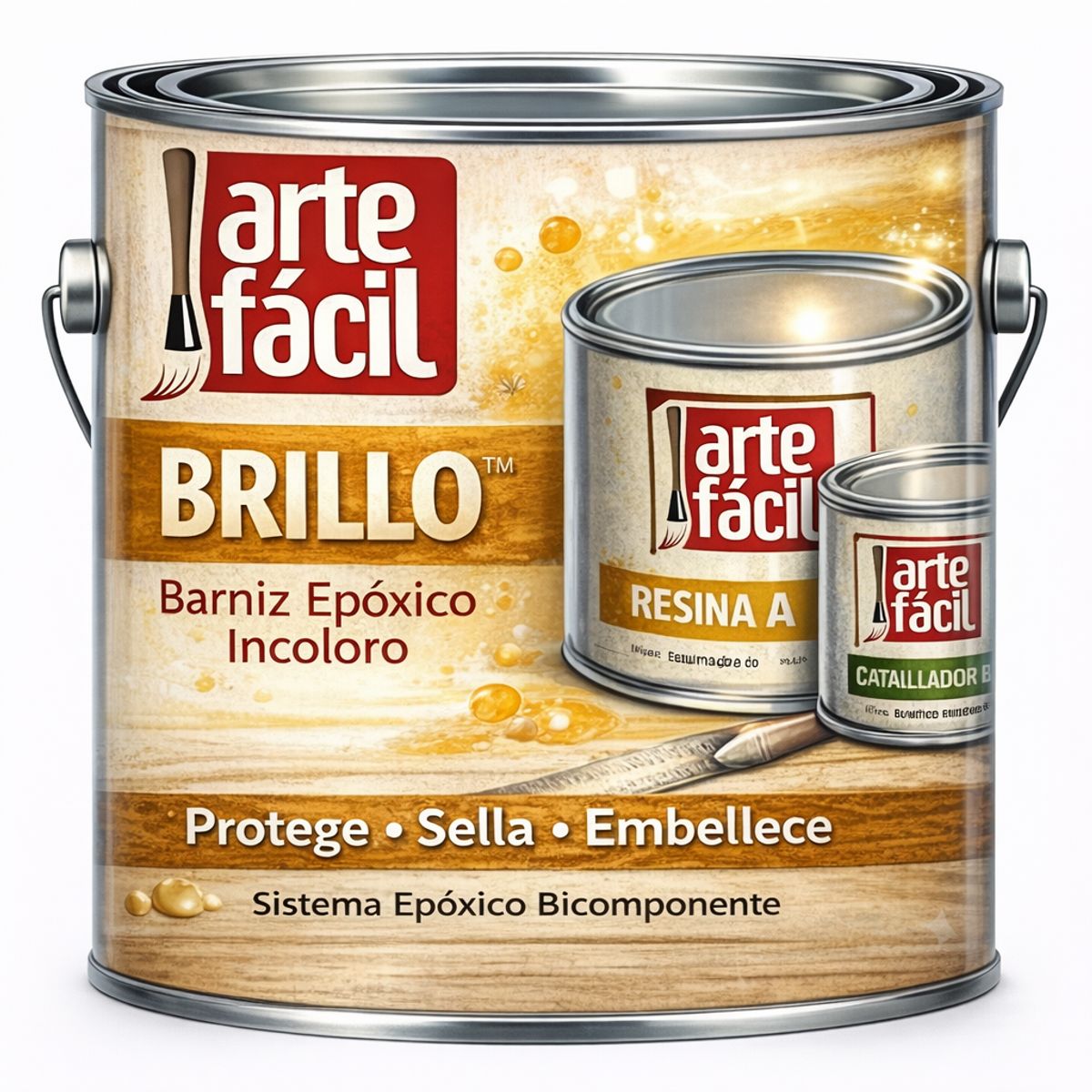 GENERICO - BARNIZ EPOXICO A+B INCOLORO - ARTEFACIL MANUALIDADES- KIT PREMUM GALÓN