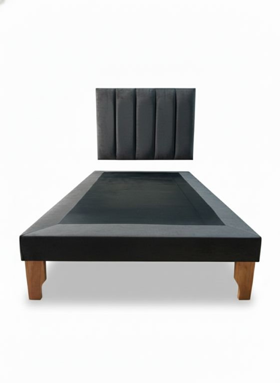 CAMA DE PLAZA LINEAL GRIS OSCURO FELPA