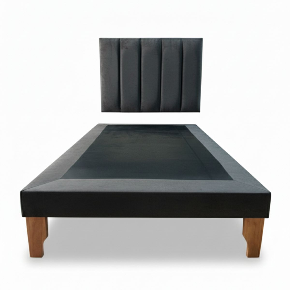 MUEBLES NEW - CAMA DE PLAZA LINEAL GRIS OSCURO FELPA