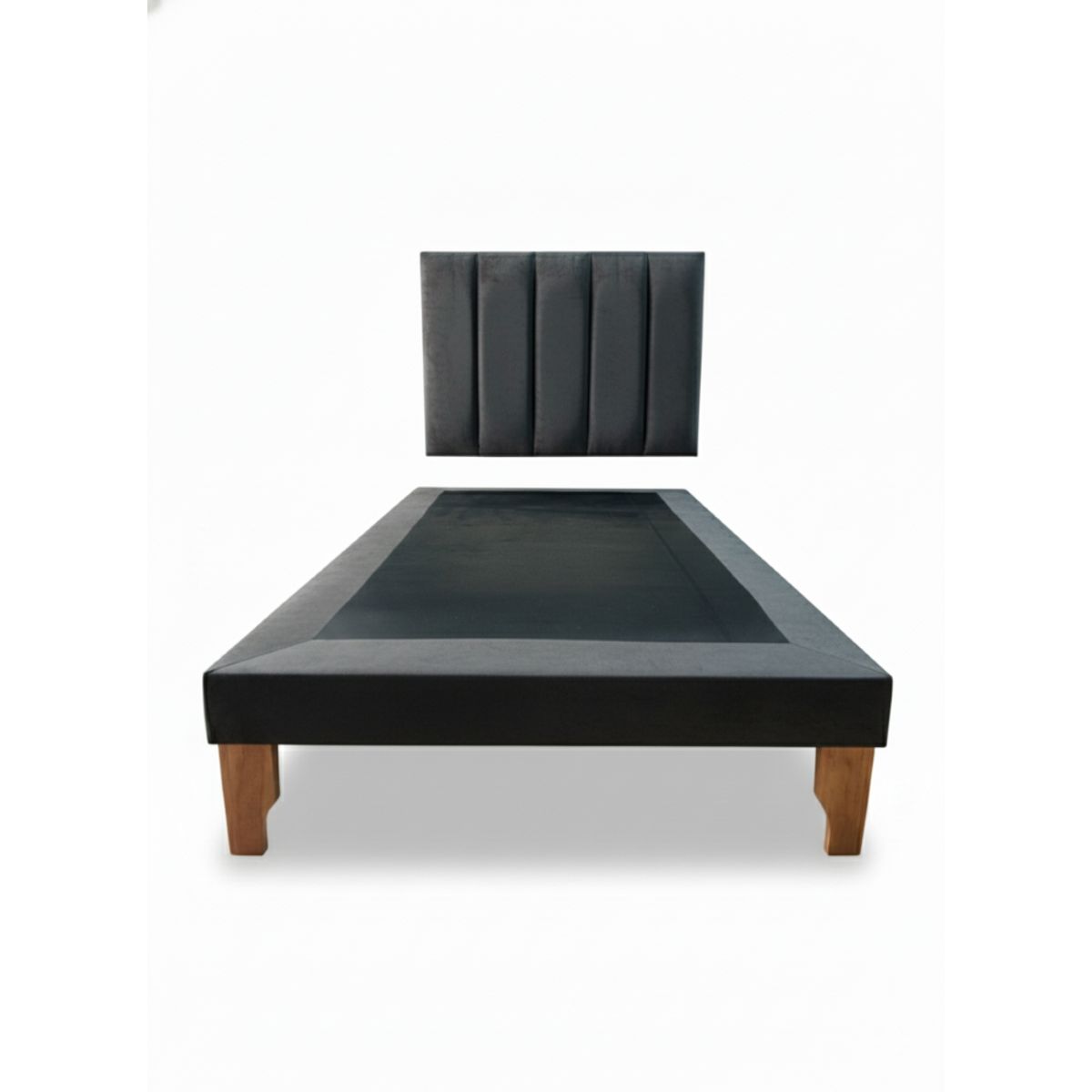 MUEBLES NEW - CAMA DE PLAZA LINEAL GRIS OSCURO FELPA