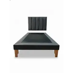 MUEBLES NEW - CAMA DE PLAZA LINEAL GRIS OSCURO FELPA