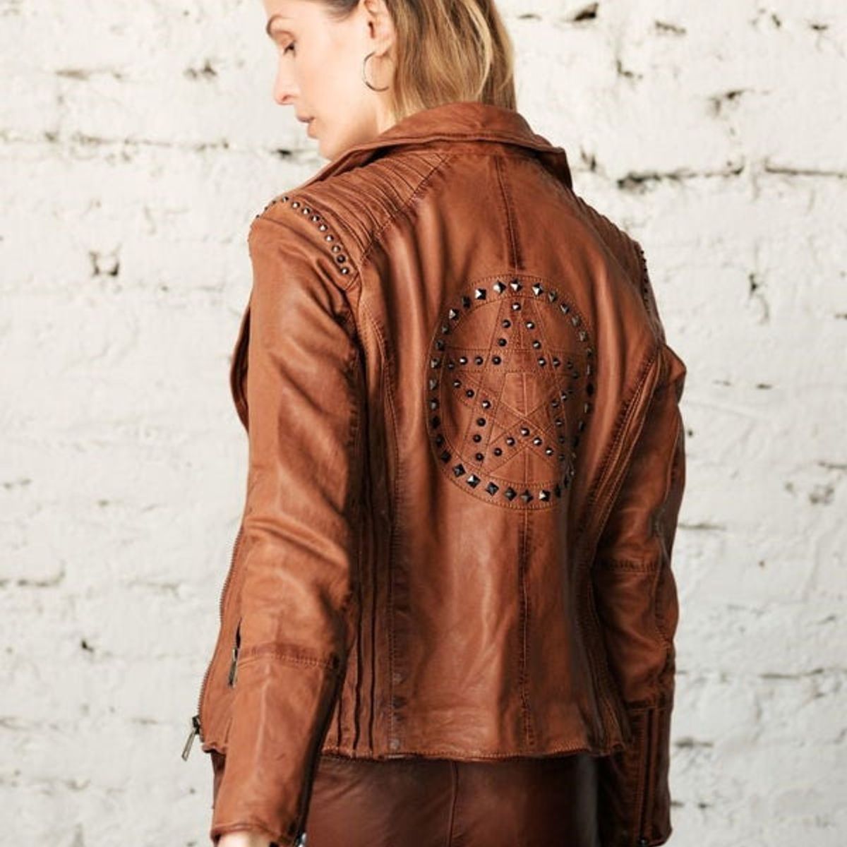 BOR - Biker Cuero Estrella Camel