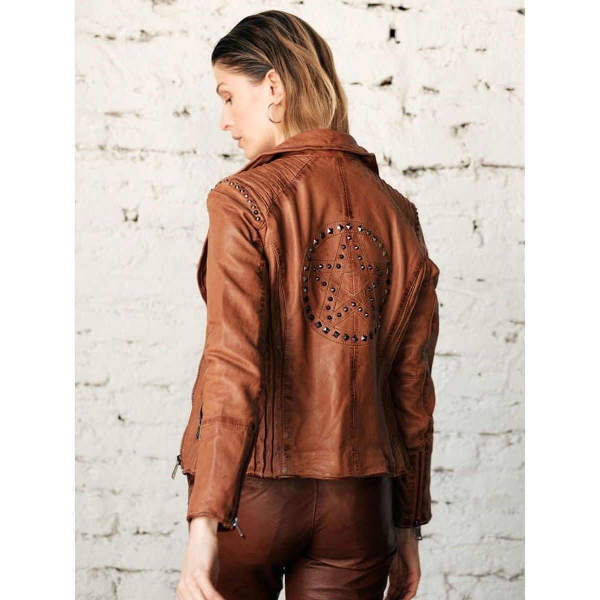 BOR - Biker Cuero Estrella Camel