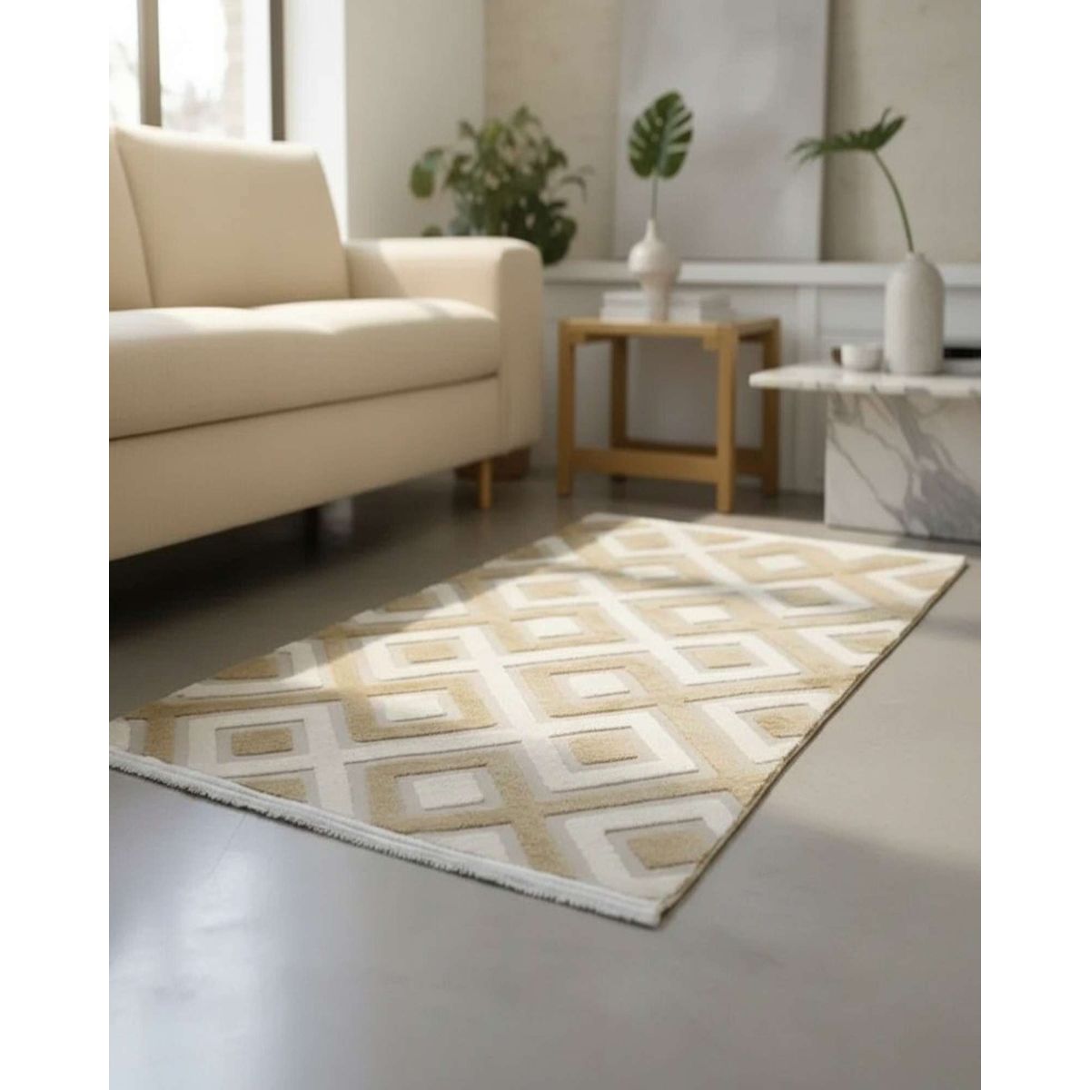 GENERICO - ALFOMBRA TEXTURIZADA DISEÑO JACQUARD ANTIDESLIZANTE 150X200 CM A08