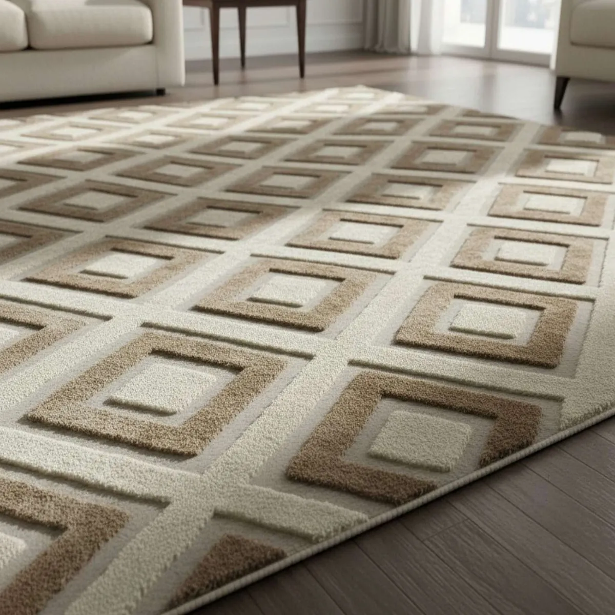 GENERICO - ALFOMBRA TEXTURIZADA DISEÑO JACQUARD ANTIDESLIZANTE 150X200 CM A10