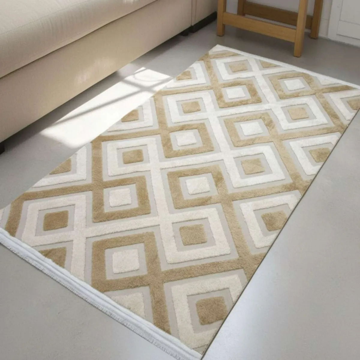GENERICO - ALFOMBRA TEXTURIZADA DISEÑO JACQUARD ANTIDESLIZANTE 150X200 CM A10