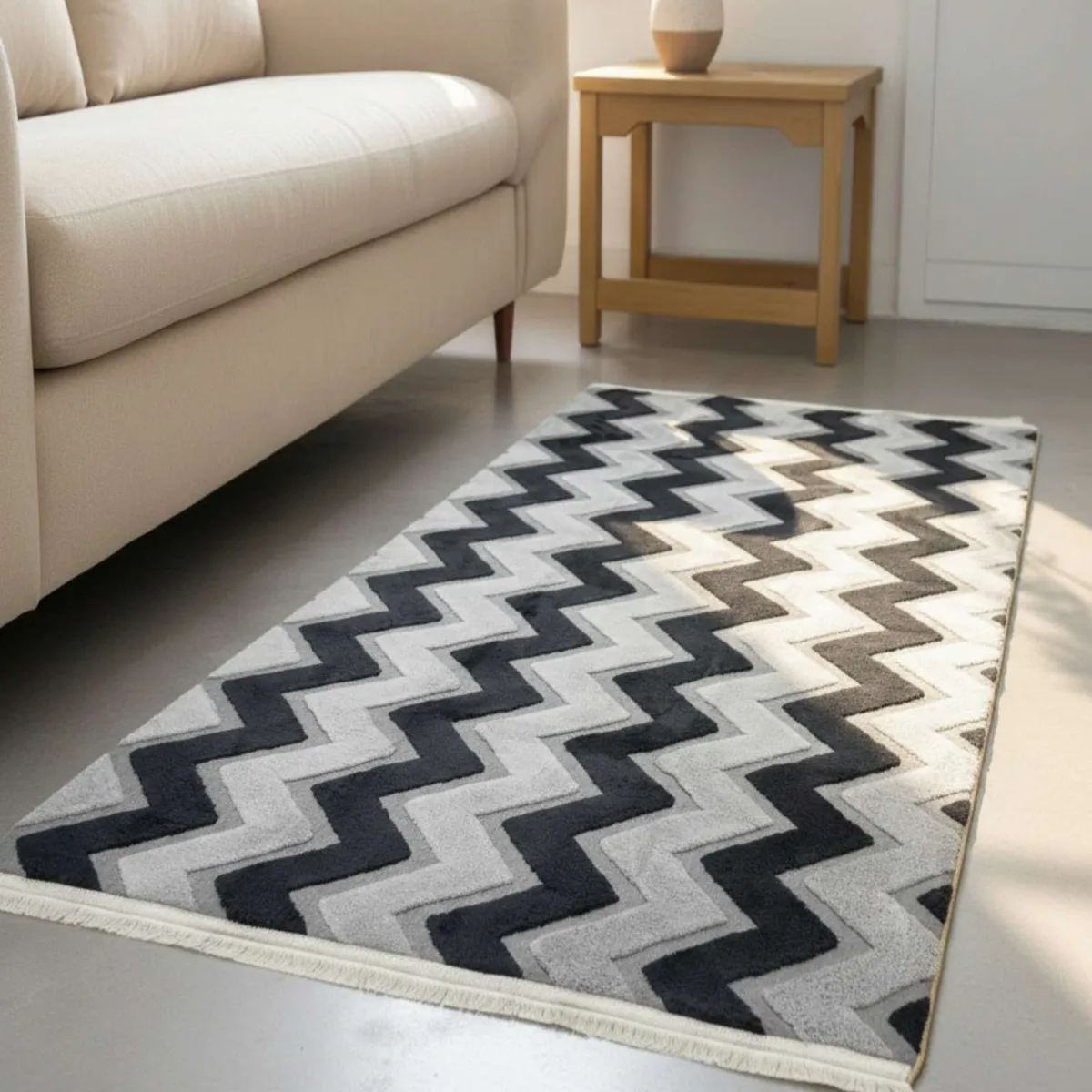 GENERICO - ALFOMBRA TEXTURIZADA DISEÑO JACQUARD ANTIDESLIZANTE 200X240 CM A02