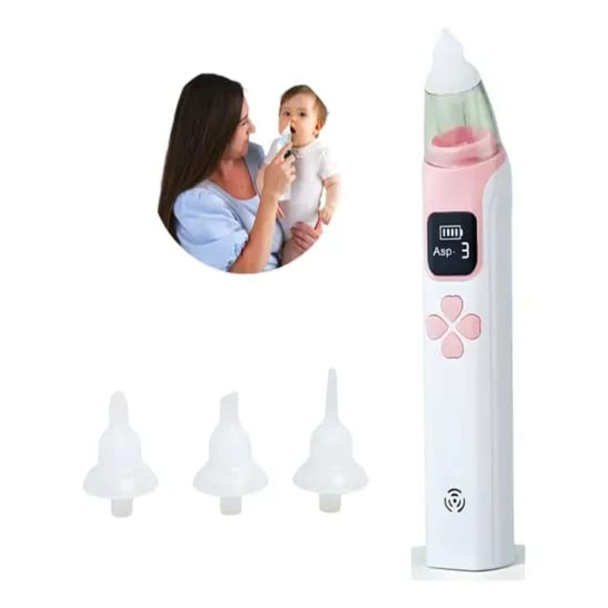 GENERICO - Aspirador Electrico Recargable Nasal para bebes  Rosa