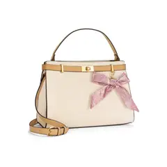 GENERICO - Cartera De Mano Y Bandolera Beige Con Pañuelo Rosa Mujer Cyzone