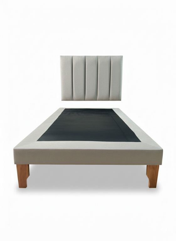 CAMA PLAZA Y MEDIA LINEAL GRIS FELPA