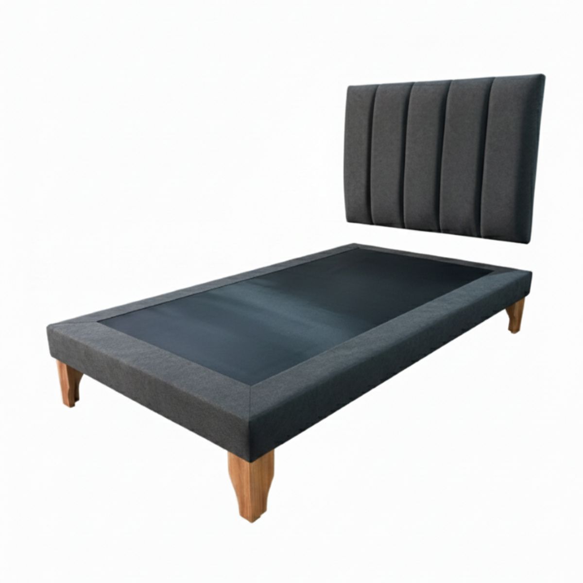 MUEBLES NEW - CAMA PLAZA Y MEDIA LINEAL GRIS OSCURO FELPA