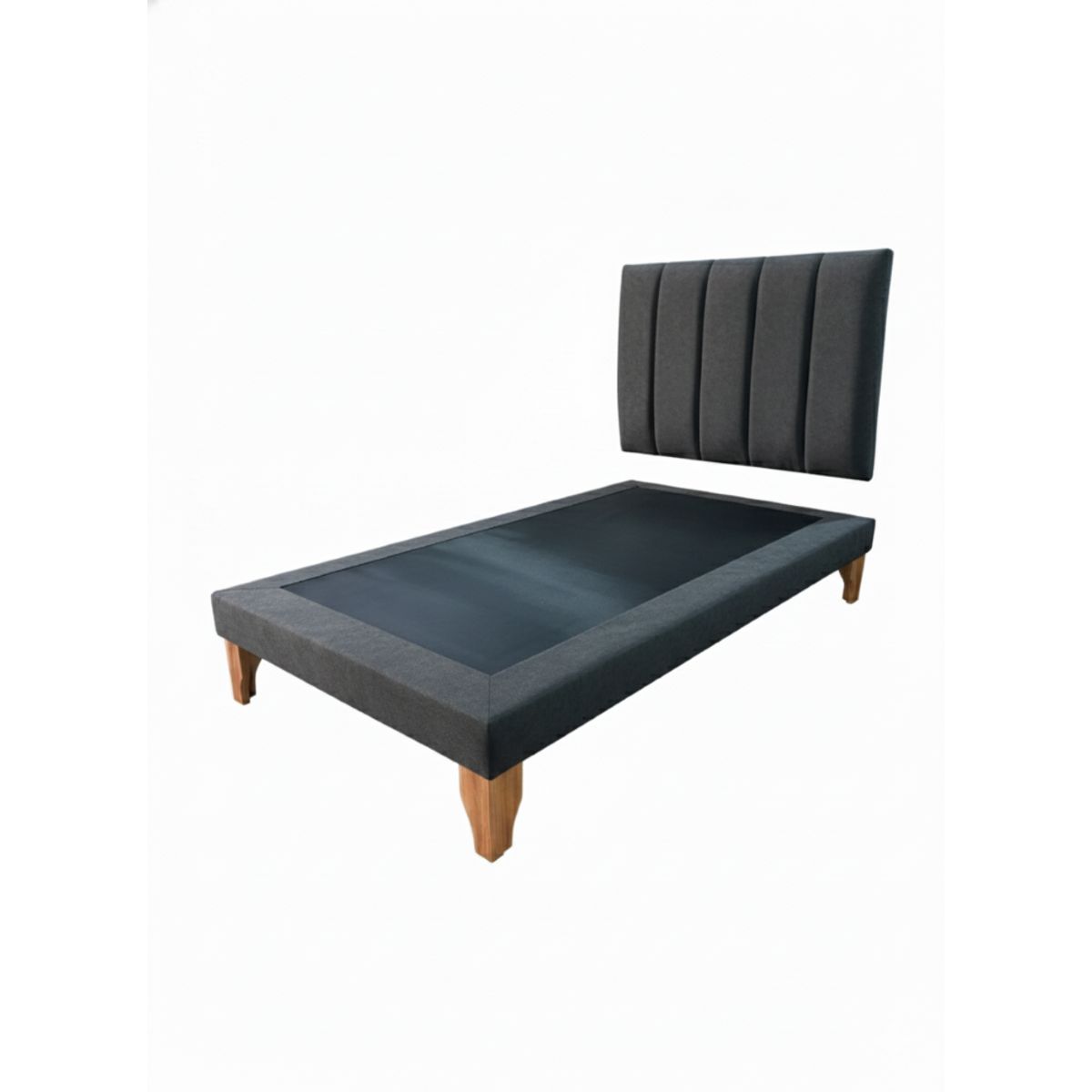 MUEBLES NEW - CAMA PLAZA Y MEDIA LINEAL GRIS OSCURO FELPA