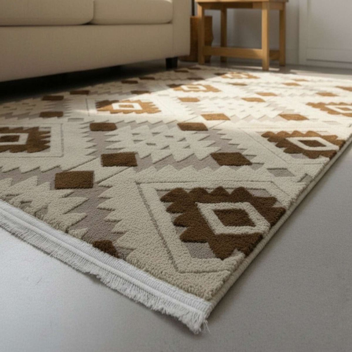 GENERICO - ALFOMBRA TEXTURIZADA DISEÑO JACQUARD ANTIDESLIZANTE 150X200 CM A05