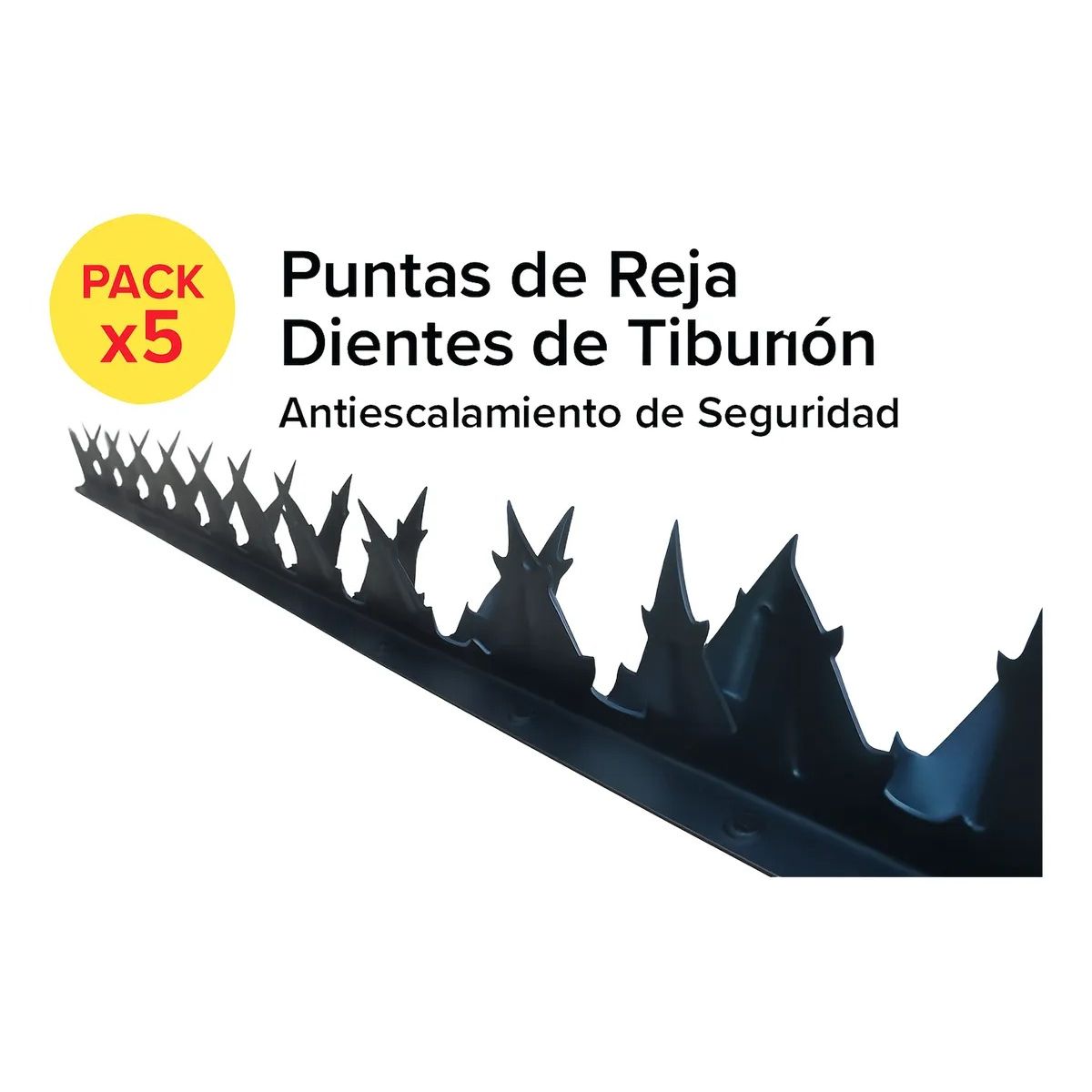 GENERICO - Puntas Reja Tiburón Doble 15mm 1m Pack X5 Seguridad