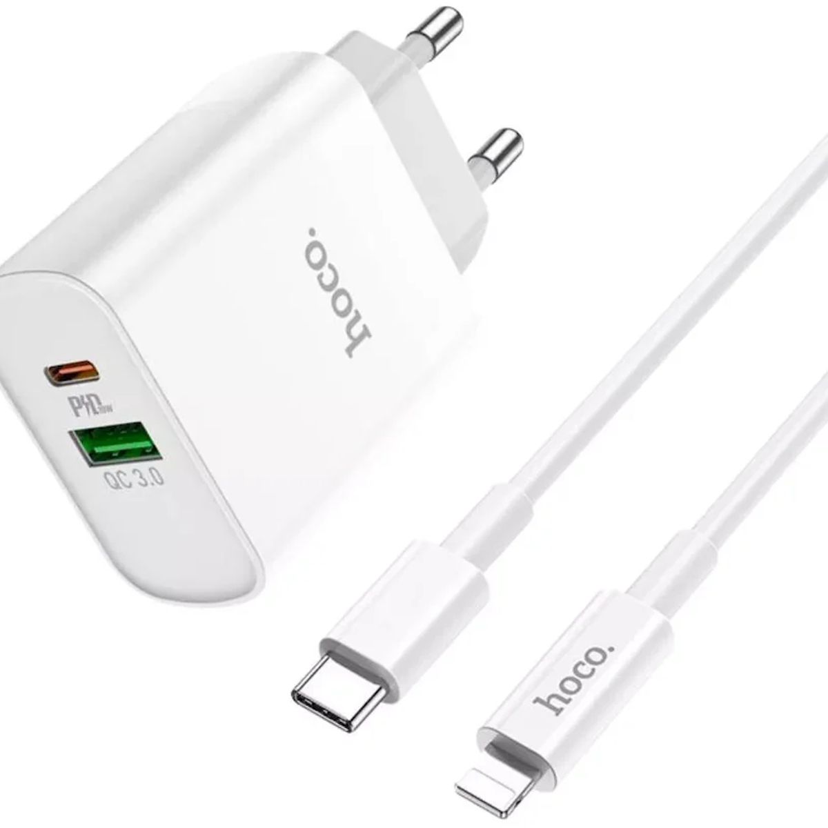 HOCO - Cargador Carga Rapida 20w + Cable Tipo Lightning Hoco C80A