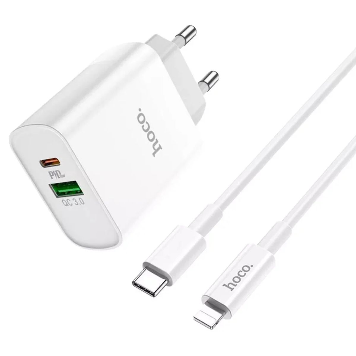 HOCO - Cargador Carga Rapida 20w + Cable Tipo Lightning Hoco C80A