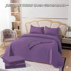 GENERICO - Cobertor tipo Quilts de Verano + Juego de Sabanas 1,5 plazas