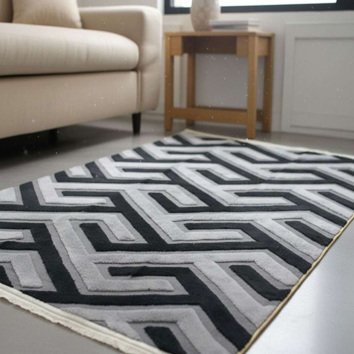 GENERICO - ALFOMBRA TEXTURIZADA DISEÑO JACQUARD ANTIDESLIZANTE 180X200 CM A03