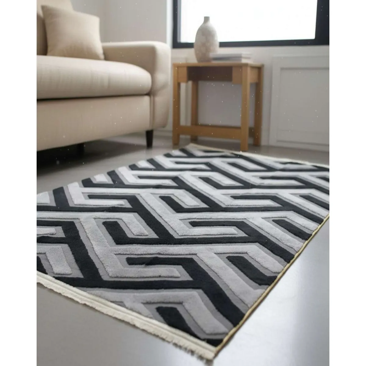 GENERICO - ALFOMBRA TEXTURIZADA DISEÑO JACQUARD ANTIDESLIZANTE 180X200 CM A03