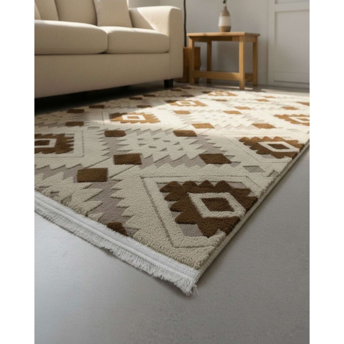 GENERICO - ALFOMBRA TEXTURIZADA DISEÑO JACQUARD ANTIDESLIZANTE 180X200 CM A05