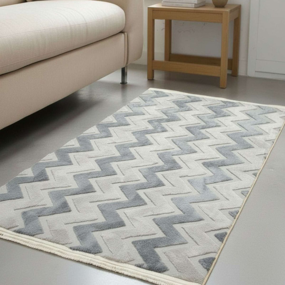 GENERICO - ALFOMBRA TEXTURIZADA DISEÑO JACQUARD ANTIDESLIZANTE 150X200 CM A06