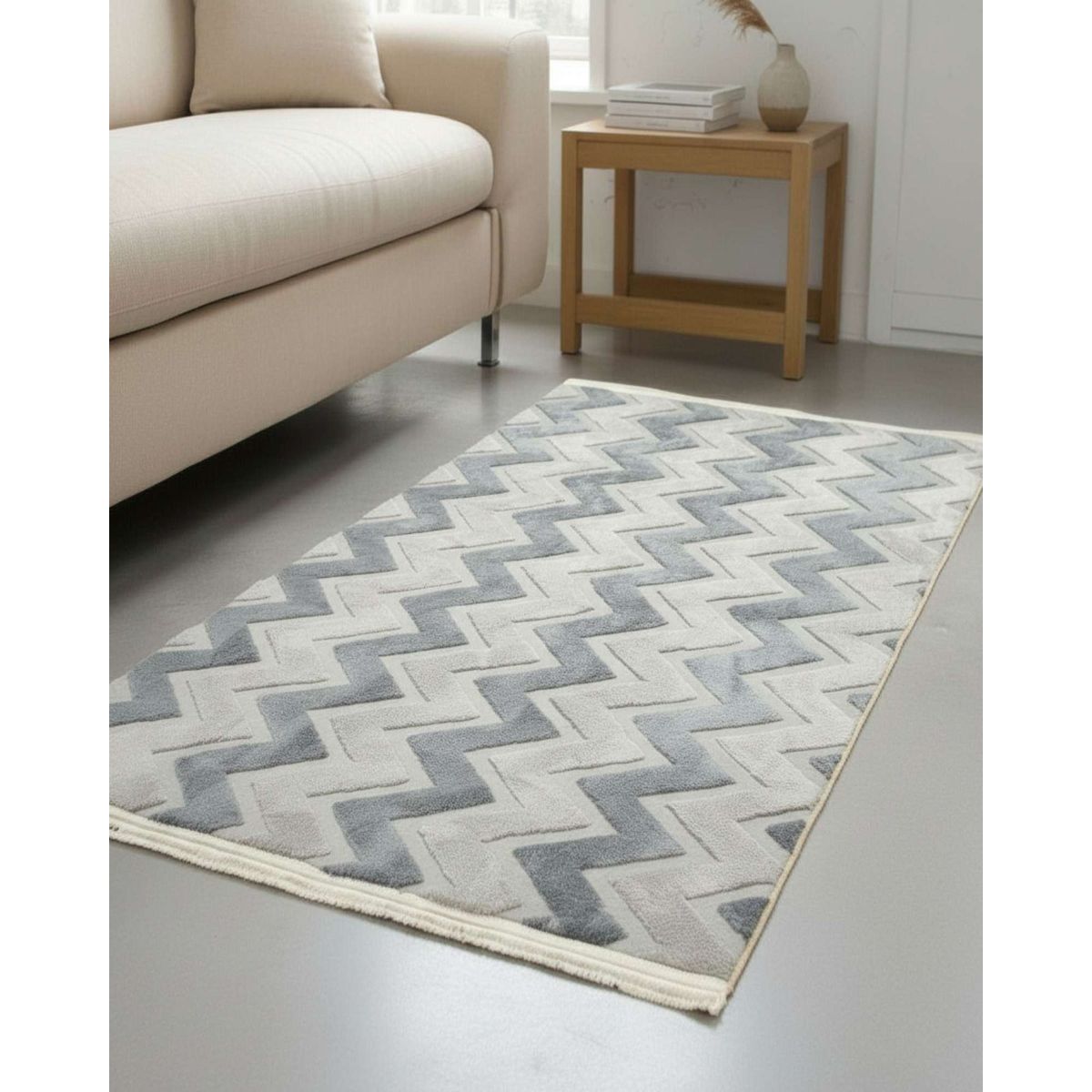 GENERICO - ALFOMBRA TEXTURIZADA DISEÑO JACQUARD ANTIDESLIZANTE 150X200 CM A06
