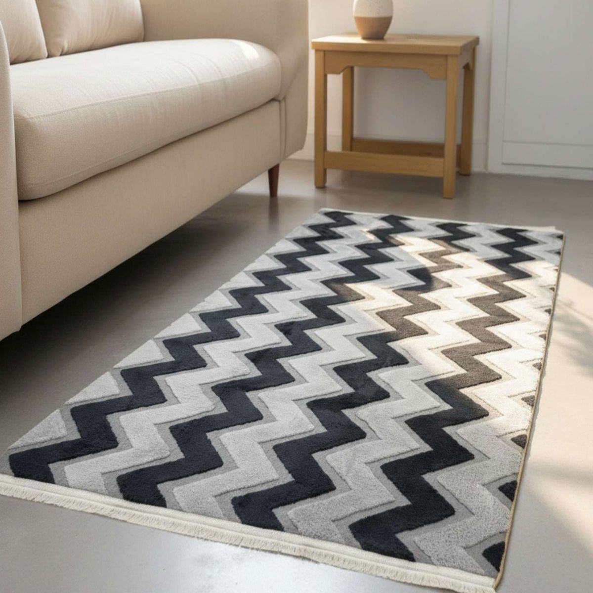 GENERICO - ALFOMBRA TEXTURIZADA DISEÑO JACQUARD ANTIDESLIZANTE 180X200 CM A02