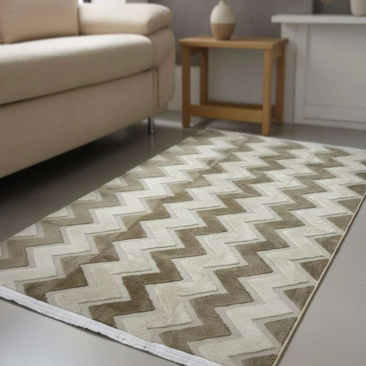 GENERICO - ALFOMBRA TEXTURIZADA DISEÑO JACQUARD ANTIDESLIZANTE 200X240 CM A07