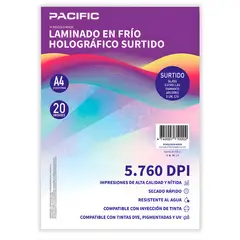 PACIFIC - Laminado Frio Holografico 20 Hojas Surtido A4 - PS