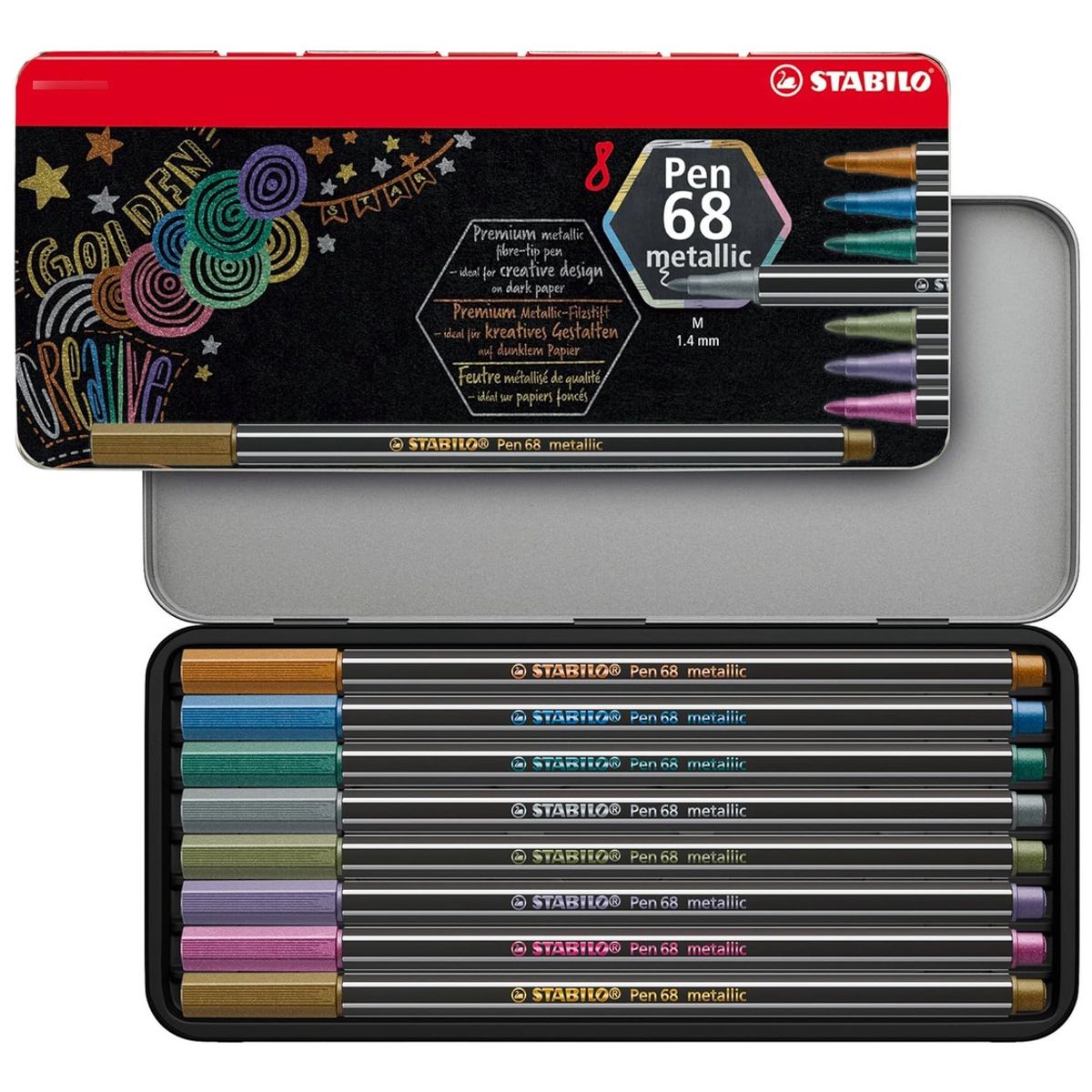 STABILO - Stabilo Rotulador Pen 68 Metallic - Estuche Metal 8 Unid Varios